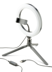 Tripod Cellularline Selfie Ring s LED osvětlením pro selfie fotky a videa, černý