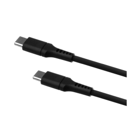 Dlouhý nabíjecí a datový Liquid silicone kabel FIXED s konektory USB-C/USB-C a podporou PD, 2m, USB 2.0, 60W, černý