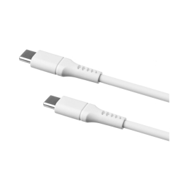 Dlouhý nabíjecí a datový Liquid silicone kabel FIXED s konektory USB-C/USB-C a podporou PD, 2m, USB 2.0, 60W, bílý