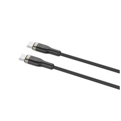 Nabíjecí a datový opletený kabel FIXED s konektory USB-C/USB-C a podporou PD, 1.2m, USB 2.0, 100W, černý