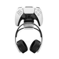 Závěsný nabíjecí dok FIXED pro ovladač DualSense PlayStation 5 s hákem pro sluchátka, černo-bílý