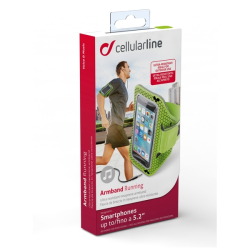 Sportovní neoprénové pouzdro CellularLine ARMBAND RUNNING, pro smartphony do velikosti 5,2, limetková