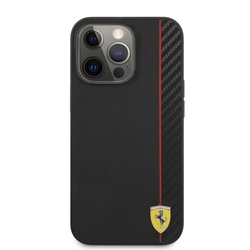 Ferrari Smooth and Carbon Effect Zadní Kryt pro iPhone 13 Pro Black