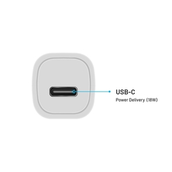 Set autonabíječky FIXED s USB-C výstupem a USB-C/Lightning kabelu, podpora PD, 1 metr, MFI, 18W, bílý