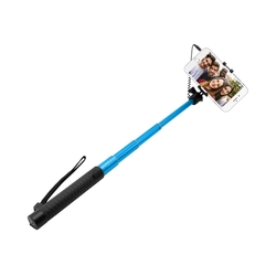 Teleskopický selfie stick FIXED v luxusním hliníkovém provedení, 3,5 mm jack, modrý