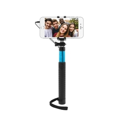Teleskopický selfie stick FIXED v luxusním hliníkovém provedení, 3,5 mm jack, modrý