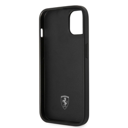 Ferrari Leather Embossed Stripes Zadní Kryt pro iPhone 14 Plus Black