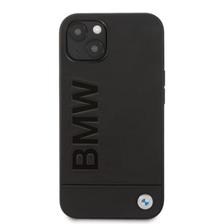 BMW Leather Hot Stamp Zadní Kryt pro iPhone 14 Plus Black