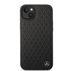 Mercedes Genuine Leather Star Zadní Kryt pro iPhone 14 Plus Black