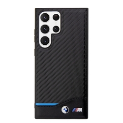 BMW M PU Carbon Blue Line Zadní Kryt pro Samsung Galaxy S23 Ultra Black