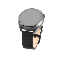 Kožený řemínek FIXED Leather Strap s šířkou 22mm pro smartwatch, černý