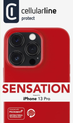Ochranný silikonový kryt Cellularline Sensation pro Apple iPhone 13 Pro, červený