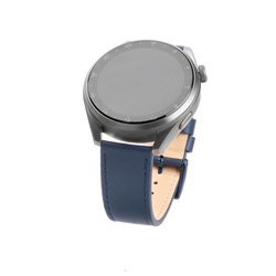 Kožený řemínek FIXED Leather Strap s šířkou 20mm pro smartwatch, modrý