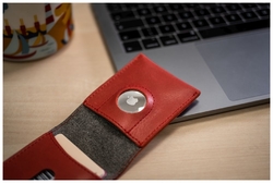 Kožená peněženka FIXED Wallet for AirTag z pravé hovězí kůže, červená