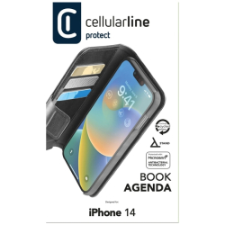 Pouzdro typu kniha CellularLine Book Agenda 2 pro Apple iPhone 14, černé