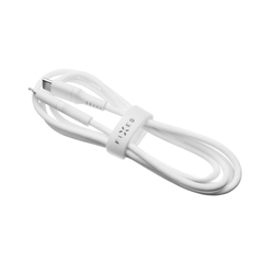 Krátký nabíjecí a datový Liquid silicone kabel FIXED s konektory USB-C/Lightning a podporou PD, 0.5m, MFI, bílý
