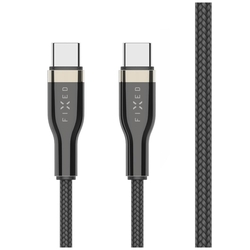 Krátký nabíjecí a datový opletený kabel FIXED s konektory USB-C/USB-C a podporou PD, 0.5m, USB 2.0, 100W, černý