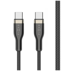 Nabíjecí a datový opletený kabel FIXED s konektory USB-C/USB-C a podporou PD, 1.2m, USB 2.0, 100W, černý