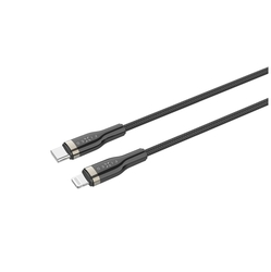 Krátký nabíjecí a datový opletený kabel FIXED s konektory USB-C/Lightning a podporou PD, 0.5m, MFI, černý
