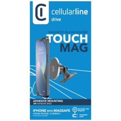 Magnetický držák Cellularline Touch Mag Adhesive na palubní desku s podporou MagSafe, černý