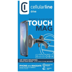 Magnetický držák Cellularline Touch Mag Air Vents s uchycením do mřížky ventilace a podporou MagSafe, černý
