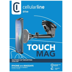 Magnetický držák Cellularline Touch Mag Suction Cup s přísavkou na sklo a podporou MagSafe, černý