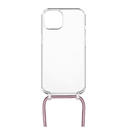 Pouzdro FIXED Pure Neck s růžovou šňůrkou na krk pro Apple iPhone 14 Plus