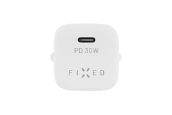 Set síťové nabíječky FIXED Mini s USB-C výstupem a USB-C/Lightning kabelu, podpora PD, 1.2 metr, MFI, 30W, bílý