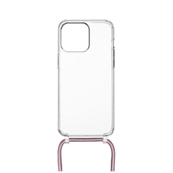 Pouzdro FIXED Pure Neck s růžovou šňůrkou na krk pro Apple iPhone 15 Pro Max