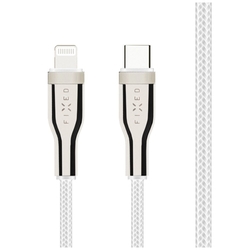 Krátký nabíjecí a datový opletený kabel FIXED s konektory USB-C/Lightning a podporou PD, 0.5 m, MFI, bílý