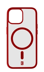 Zadní kryt Cellularline Pop Mag s podporou Magsafe pro Apple iPhone 15, čirý / červený