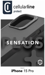Ochranný silikonový kryt Cellularline Sensation Plus pro Apple iPhone 15 Pro, černý