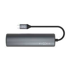 6-portový hliníkový USB-C FIXED HUB Pro, pro notebooky a tablety, šedý