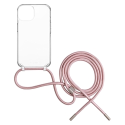 Pouzdro FIXED Pure Neck s růžovou šňůrkou na krk pro Samsung Galaxy A15/A15 5G