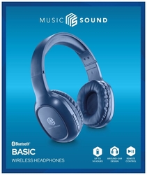 Bluetooth sluchátka MUSIC SOUND s hlavovým mostem a mikrofonem, modrá