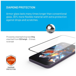 Prémiové ochranné tvrzené sklo FIXED Armor s aplikátorem pro Apple iPhone 15, černé