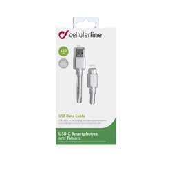 USB datový kabel Cellularline s USB-C konektorem a podporou Power Delivery (PD), 60W max, 120 cm, bílý
