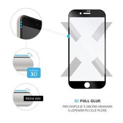 Ochranné tvrzené sklo FIXED 3D Full-Cover Apple iPhone 6/6S/7/8/SE (2020/2022),s lepením přes celý displej, černé