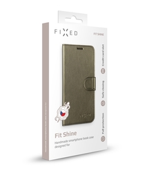 Pouzdro typu kniha FIXED FIT Shine pro Apple iPhone XS, antracitové