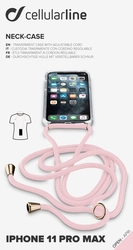 Transparentní zadní kryt Cellularline Neck-Case s růžovou šňůrkou na krk pro Apple iPhone 11 Pro Max