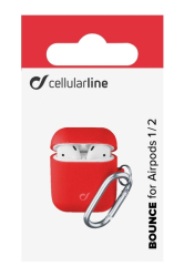 Ochranný kryt s karabinou Cellularline Bounce pro Apple AirPods 1 & 2, červený