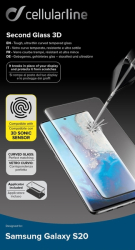 Ochranné zaoblené tvrzené sklo pro celý displej Cellularline Impact Glass pro Samsung Galaxy S20, černé