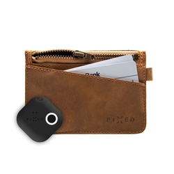 Kožená peněženka FIXED Smile Coins se smart trackerem FIXED Smile Motion, hnědá