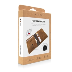 Kožená peněženka FIXED Smile Passport se smart trackerem FIXED Smile Motion, velikost cestovního pasu, hnědá