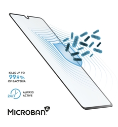 Antimikrobiální ochranné tvrzené sklo Cellularline Antibiom pro Samsung Galaxy A71, černé