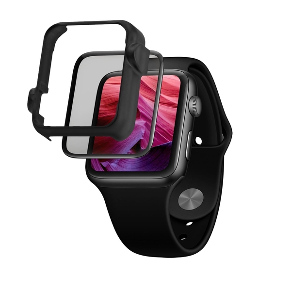 Ochranné tvrzené sklo FIXED 3D Full-Cover pro Apple Watch 40mm s aplikátorem, s lepením přes celý displej, černé