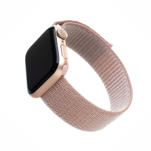 Nylonový řemínek FIXED Nylon Strap pro Apple Watch 38/40/41 mm, růžově zlatý