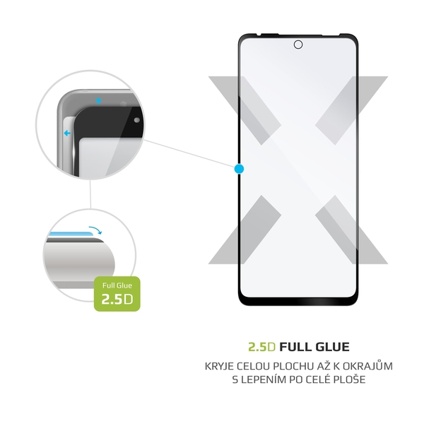 Ochranné tvrzené sklo FIXED Full-Cover pro Motorola Moto G60, lepení přes celý displej, černé