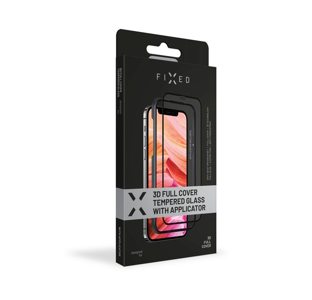 Ochranné tvrzené sklo FIXED 3D Full-Cover s aplikátorem pro Apple iPhone 13/13 Pro, černé