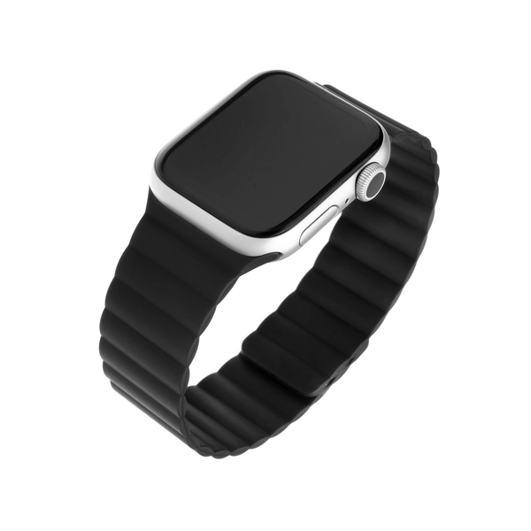 Silikonový řemínek FIXED Magnetic Strap s magnetickým zapínáním pro Apple Watch 42/44/45mm, černý